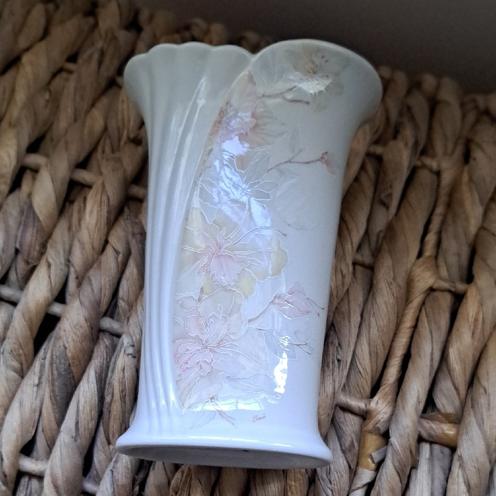 Floral Embossed Ceramic Vase